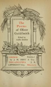 Cover of: The poems of Oliver Goldsmith
