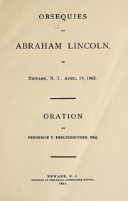 Cover of: Obsequies of Abraham Lincoln, in Newark, N. J., April 19, 1865: oration