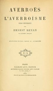 Cover of: Averroès et laverroïsme by Ernest Renan