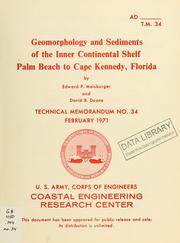 Cover of: Geomorphology and sediments of the inner continental shelf: Palm Beach to Cape Kennedy, Florida