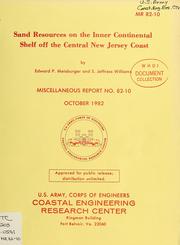 Cover of: Sand resources on the inner continental shelf off the central New Jersey coast