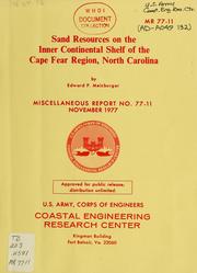 Cover of: Sand resources on the Inner Continental Shelf of the Cape Fear region, North Carolina