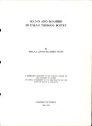 Cover of: Sound and meaning in Dylan Thomas's poetry by Thelma Louise Baughan Murdy