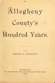 Cover of: Allegheny county's hundred years