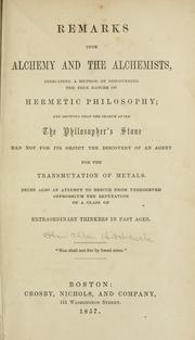 Cover of: Remarks upon alchemy and the alchemists by Ethan Allen Hitchcock
