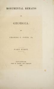 Cover of: Monumental remains of Georgia