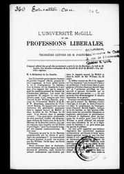 Cover of: L'Université McGill et les professions libérales: troisième lettre de M. Pagnuelo