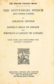 Cover of: The Gettysburg speech, and other papers by Abraham Lincoln