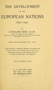Cover of: The development of the European nations, 1870-1921