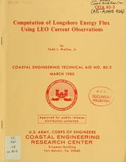 Cover of: Computation of longshore energy flux using LEO current observations