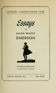 Essays, first series by Ralph Waldo Emerson