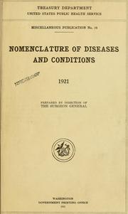 Cover of: Nomenclature of diseases and conditions.: 1921.