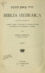 Cover of: Biblia Hebraica ... by Kittel, Rudolf