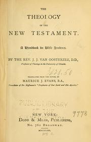 Cover of: The theology of the New Testament by Johannes Jacobus van Oosterzee