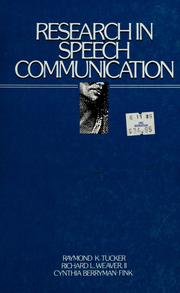 Cover of: Research in speech communication