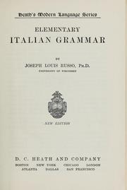Cover of: Elementary Italian grammar
