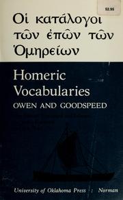 Cover of: Homeric vocabularies: Greek and English word-lists for the study of Homer. With a forew. by Clyde Pharr