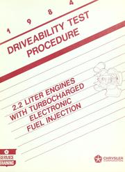 Cover of: Driveability test procedure: 2.2 liter engines with turbocharged electronic fuel injection