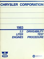 Cover of: Driveability test procedure: 1983 2.2 liter engines