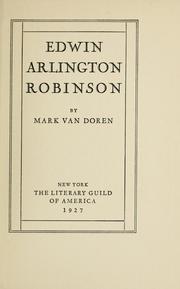 Cover of: Edwin Arlington Robinson by Mark Van Doren