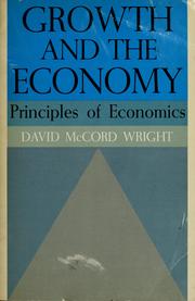 Cover of: Growth and the economy by David McCord Wright