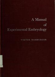 Cover of: A manual of experimental embryology