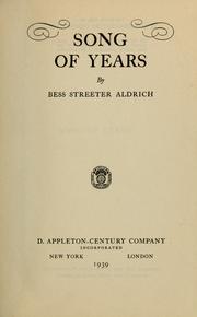 Cover of: Song of years by Bess Streeter Aldrich