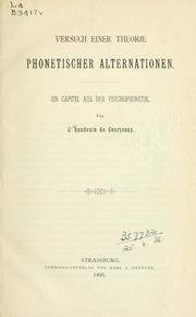 Cover of: Versuch einer Theorie phonetischer Alternationen by Jan Niecisław Baudouin de Courtenay