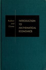 Cover of: Introduction to mathematical economics