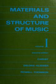 Cover of: Materials and structure of music