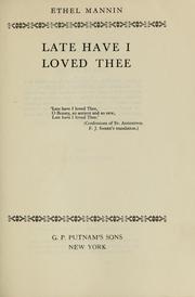 Cover of: Late have I loved thee.