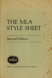 Cover of: The MLA style sheet by Modern Language Association of America.