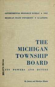 Cover of: The Michigan township board by James Louis Blawie