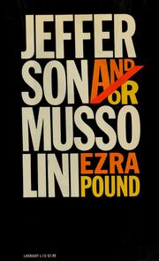 Cover of: Jefferson and/or Mussolini by Ezra Pound