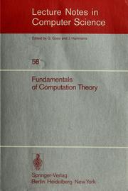 Cover of: Fundamentals of computation theory by International FCT-Conference (1st 1977 Poznán, Poland and Kórnik, Poland)