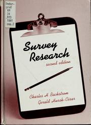 Cover of: Survey research by Charles Herbert Backstrom