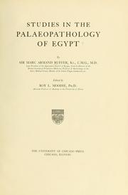 Cover of: Studies in the palaeopathology of Egypt