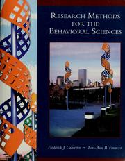 Cover of: Research methods for the behavioral sciences by Frederick J. Gravetter