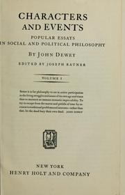 Cover of: Characters and events by John Dewey