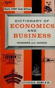 Cover of: Dictionary of economics and business by Erwin Esser Nemmers