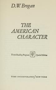 Cover of: The American character by D. W. Brogan