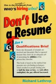 Cover of: Don't use a résumé: ... use a qualifications brief