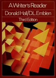 Cover of: A Writer's reader by Donald Hall, D. L. Emblen