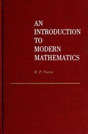 Cover of: An introduction to modern mathematics by Elbridge Putnam Vance