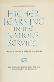 Cover of: Higher learning in the nation's service by Ernest L. Boyer