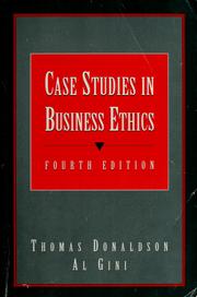 Cover of: Case studies in business ethics by edited by Thomas Donaldson, Al Gini.