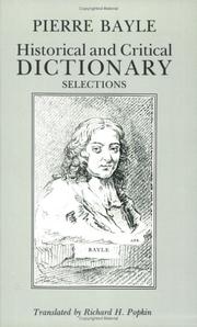 Historical and critical dictionary : selections