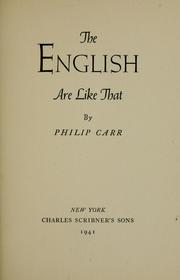 Cover of: The  English are like that by Philip Carr