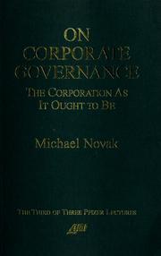 Cover of: On corporate governance by Novak, Michael.