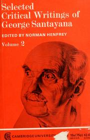 Cover of: Selected critical writings of George Santayana